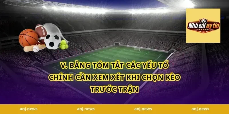 V. Bảng Tóm Tắt Các Yếu Tố Chính Cần Xem Xét Khi Chọn Kèo Trước Trận