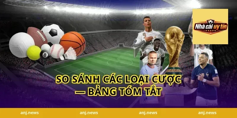 So sánh các loại cược — bảng tóm tắt